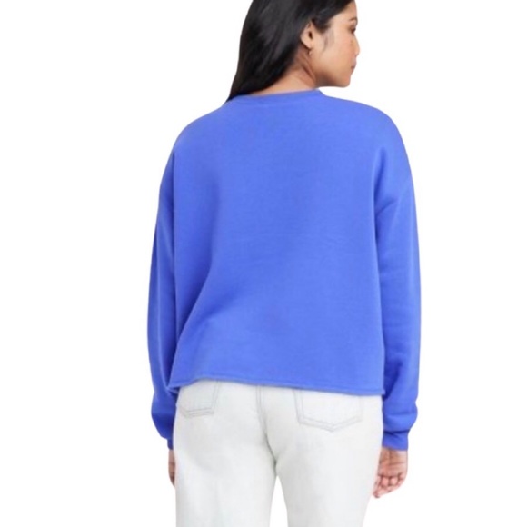 Smiley world sweatshirt blue yellow graphic cartoon sweater top women’s NWT - Picture 2 of 2